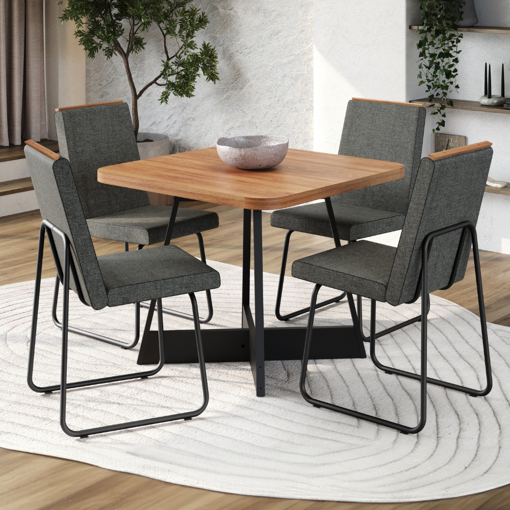 Conjunto Sala de Jantar 4 Cadeiras Belluno Carraro Nogal e Preto