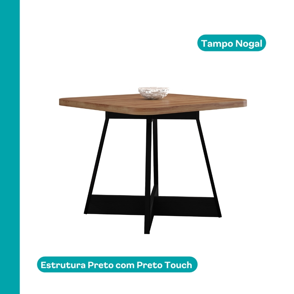 Conjunto Sala de Jantar 4 Cadeiras Belluno Carraro Nogal e Preto