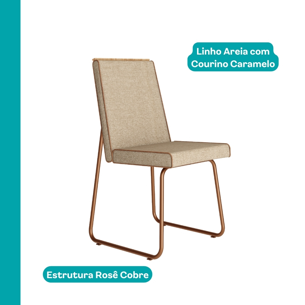 Conjunto Sala de Jantar 4 Cadeiras Belluno Carraro Nogal e Rosê