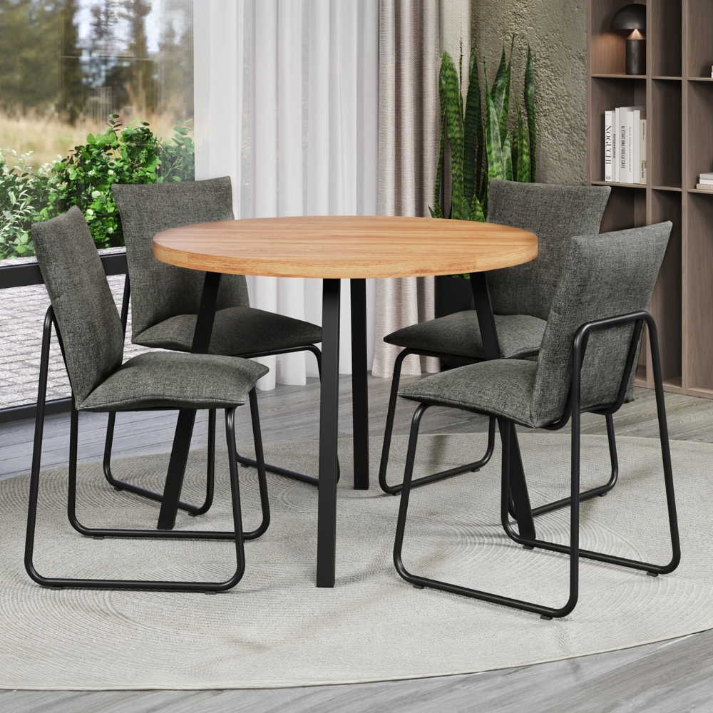 Conjunto Sala de Jantar 4 Cadeiras Bolzano Carraro Nogal e Preto