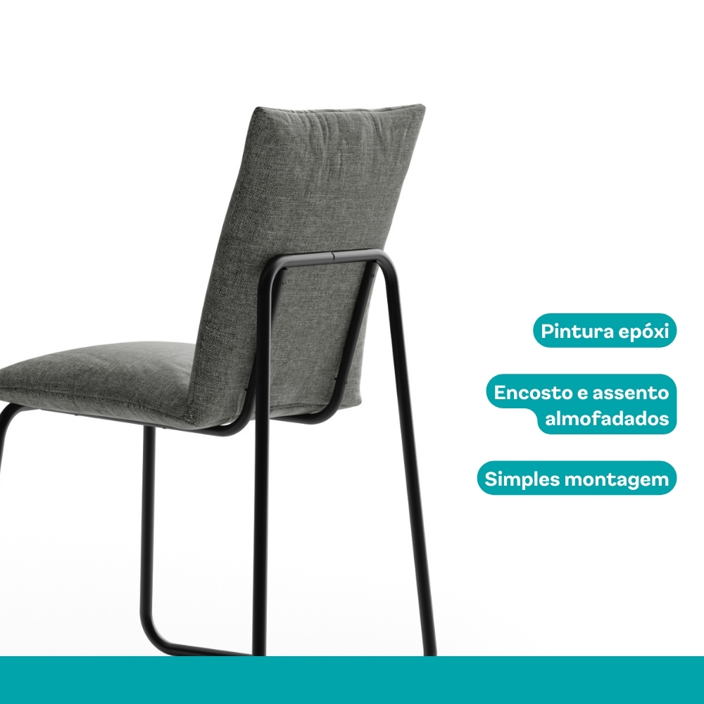 Conjunto Sala de Jantar 4 Cadeiras Bolzano Carraro Nogal e Preto