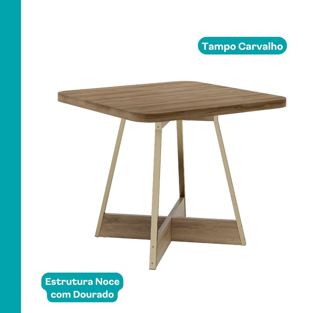 Conjunto Sala de Jantar 4 Cadeiras Charlotte Carraro Carvalho Dourado