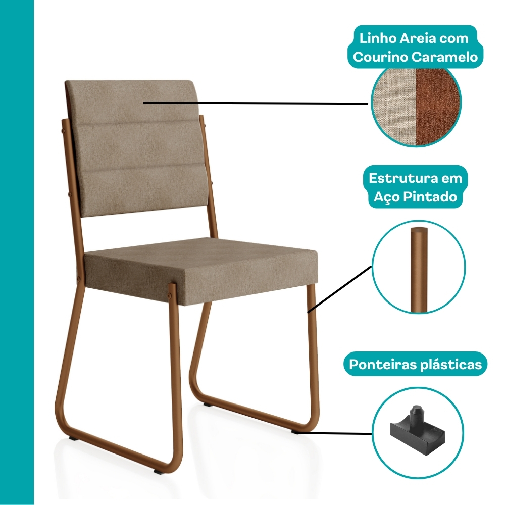 Conjunto Sala de Jantar 4 Cadeiras Dália Carraro Petra Rose