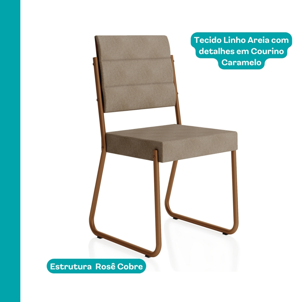 Conjunto Sala de Jantar 4 Cadeiras Dália Carraro Petra Rose
