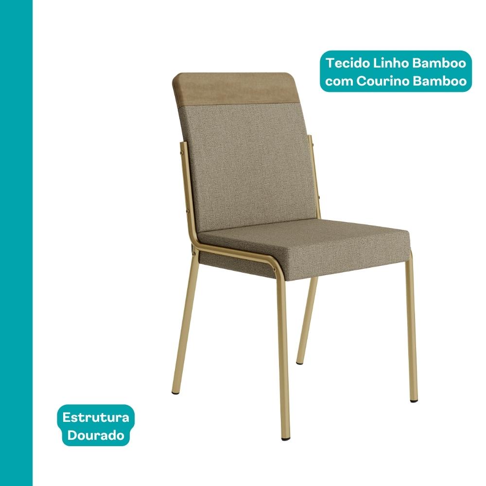 Conjunto Sala de Jantar 4 Cadeiras Déli Carraro Carvalho Dourado