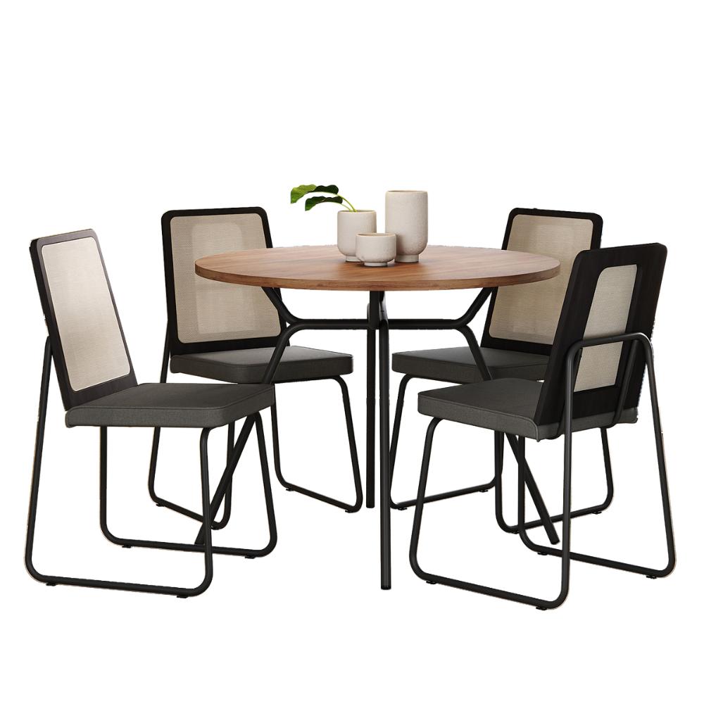 Conjunto Sala de Jantar 4 Cadeiras Domani Preto Carraro