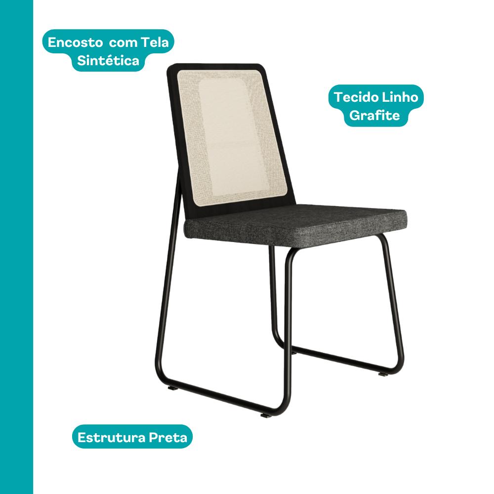 Conjunto Sala de Jantar 4 Cadeiras Domani Preto Carraro