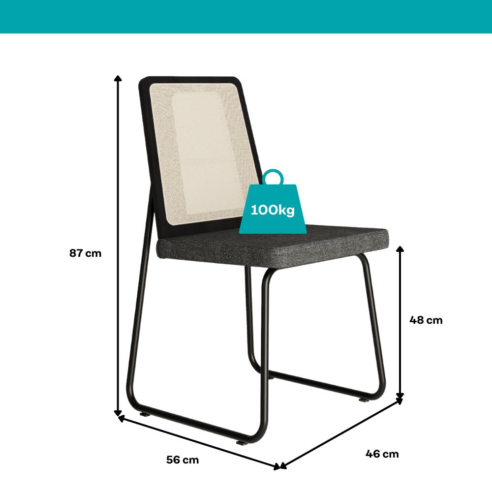 Conjunto Sala de Jantar 4 Cadeiras Domani Preto Carraro