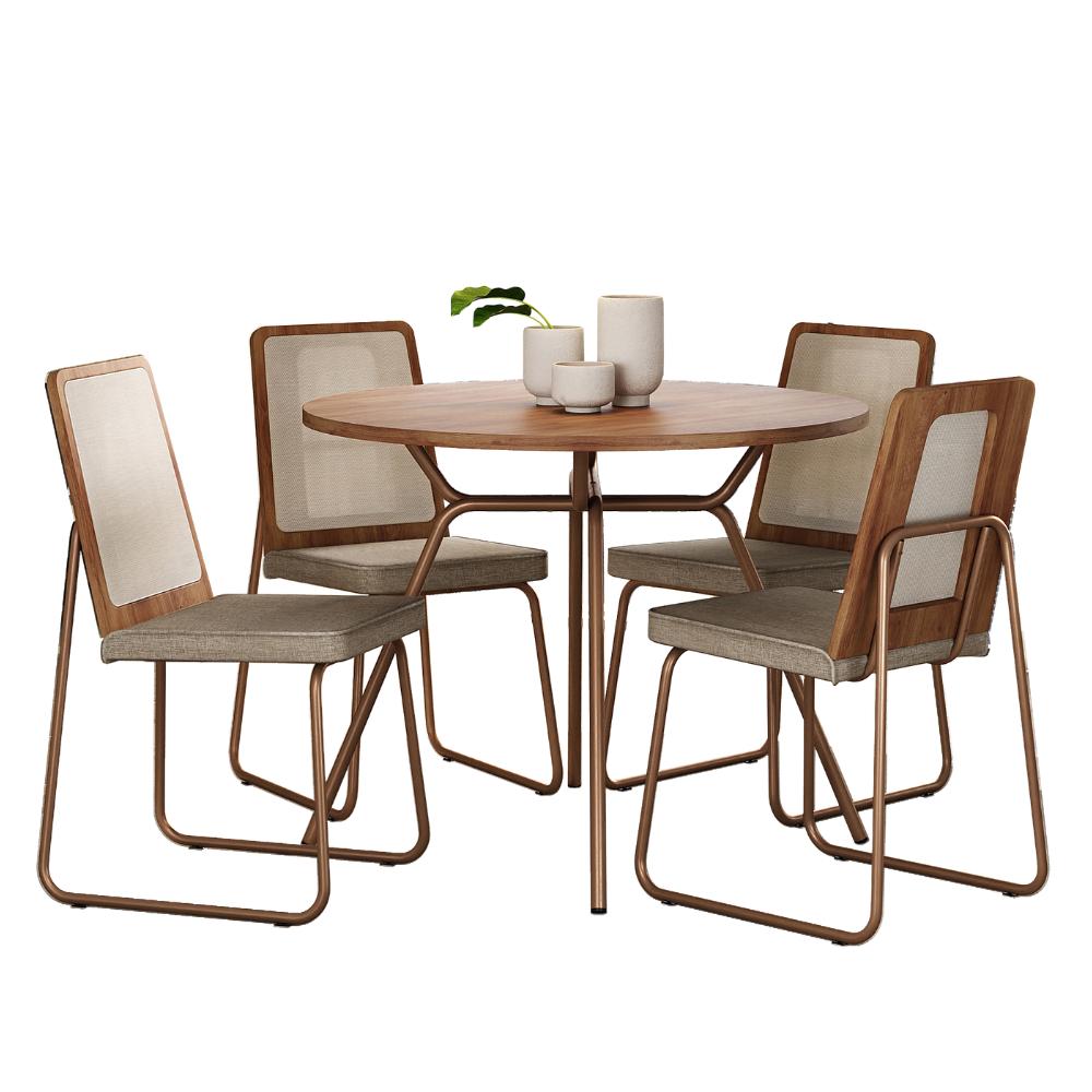 Conjunto Sala de Jantar 4 Cadeiras Domani Rosê Carraro