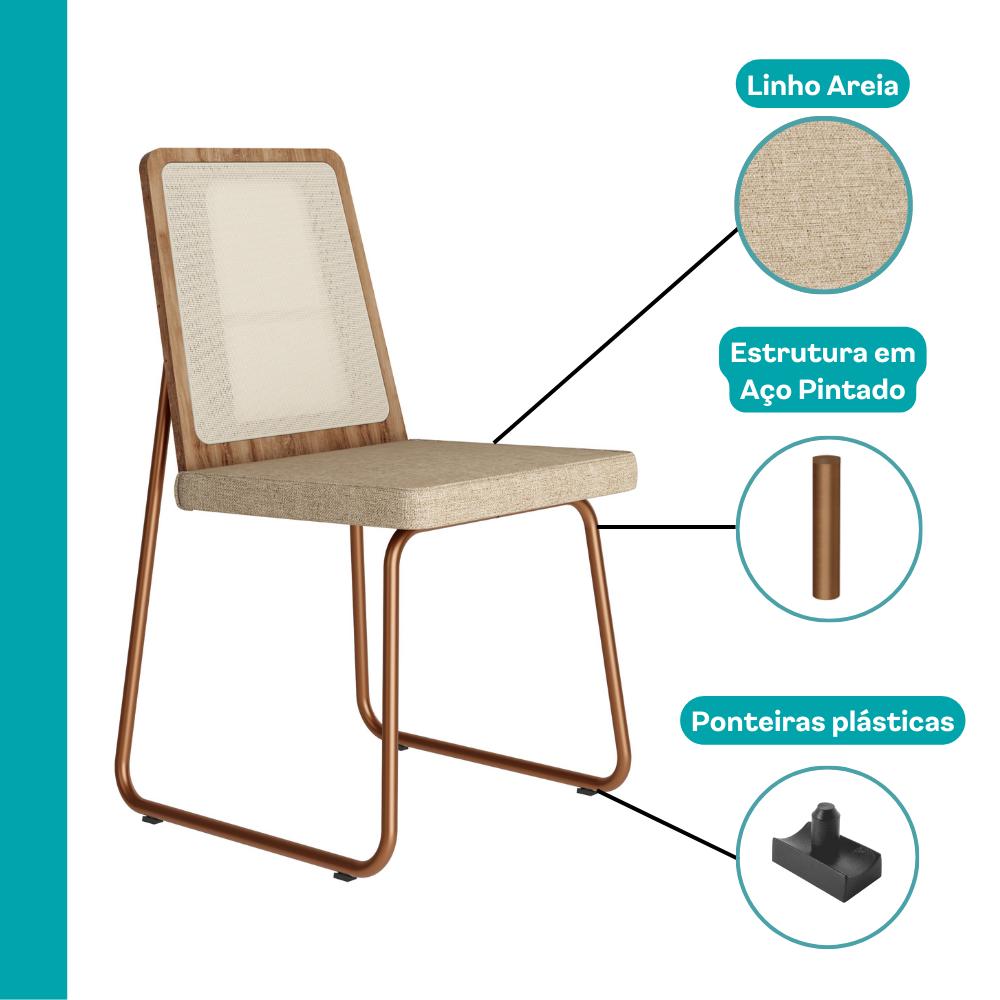 Conjunto Sala de Jantar 4 Cadeiras Domani Rosê Carraro