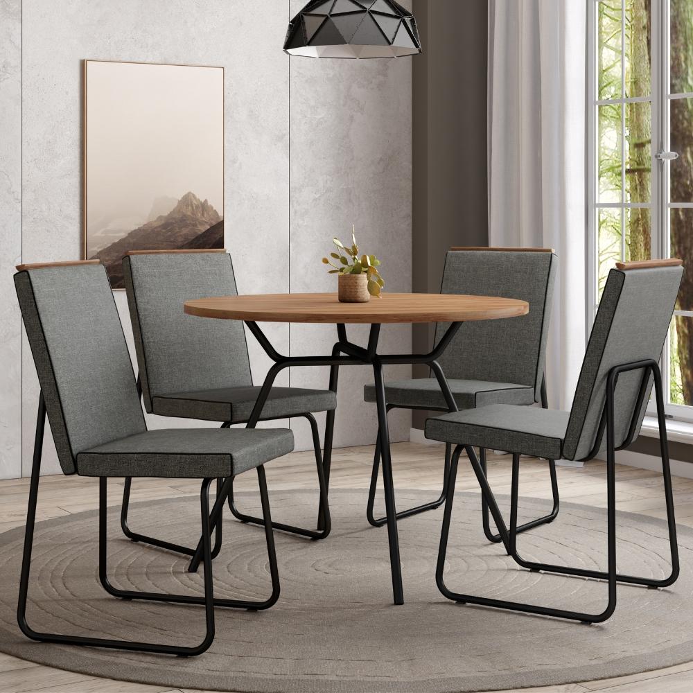 Conjunto Sala de Jantar 4 Cadeiras Glasgow Carraro Grafite Preto