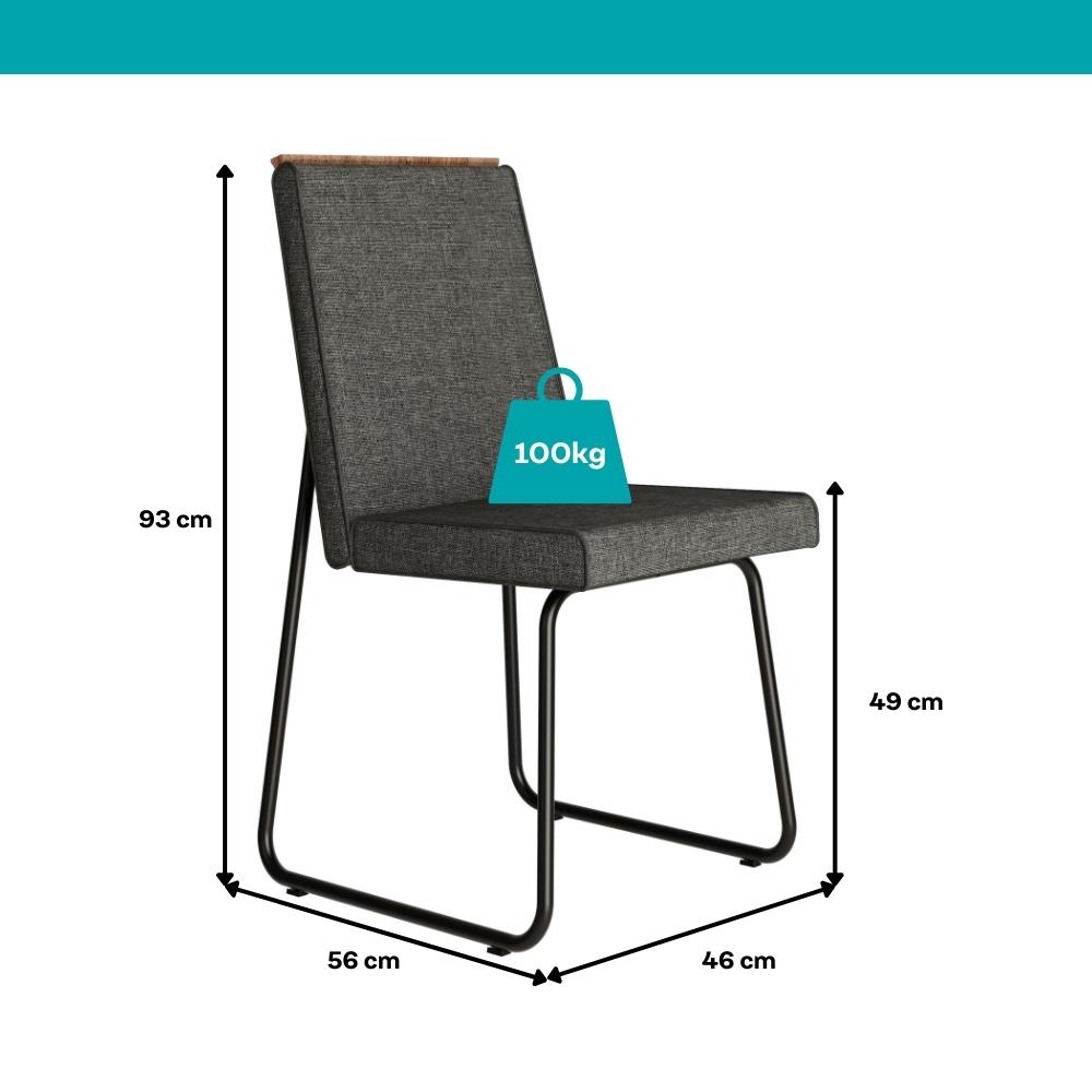 Conjunto Sala de Jantar 4 Cadeiras Glasgow Carraro Grafite Preto