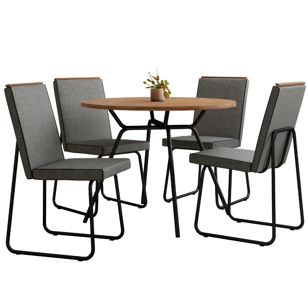 Conjunto Sala de Jantar 4 Cadeiras Glasgow Carraro Grafite Preto