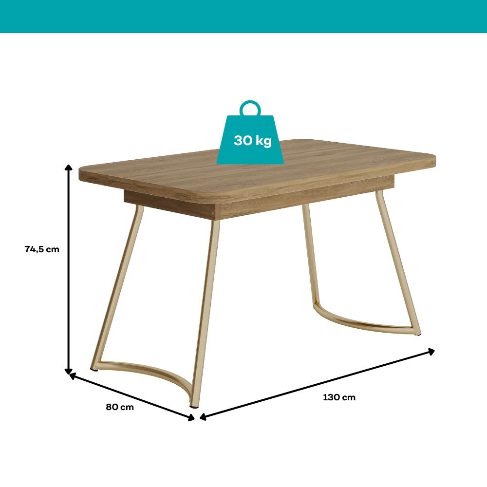 Conjunto Sala de Jantar 4 Cadeiras Hilli Carraro Carvalho Dourado