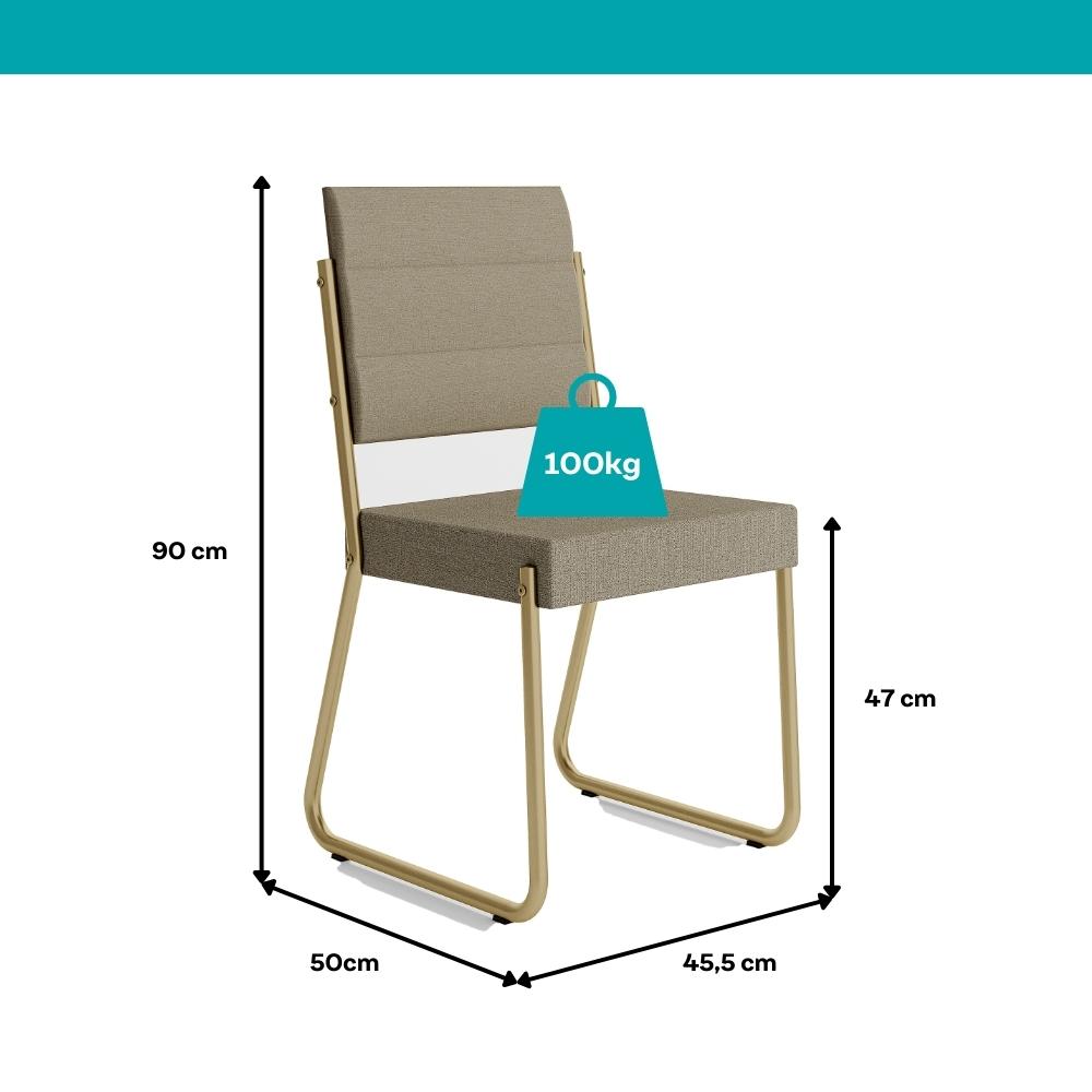 Conjunto Sala de Jantar 4 Cadeiras Hilli Carraro Carvalho Dourado