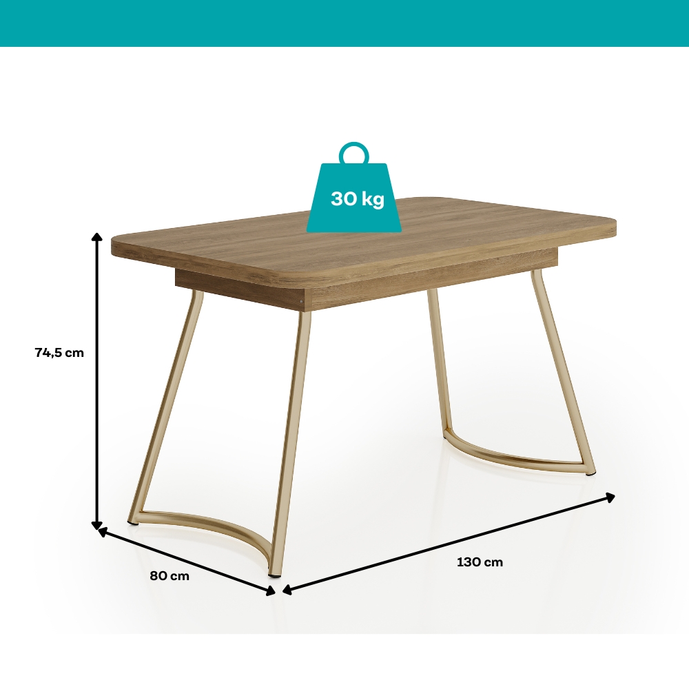 Conjunto Sala de Jantar 4 Cadeiras Kalba Carraro Carvalho Dourado