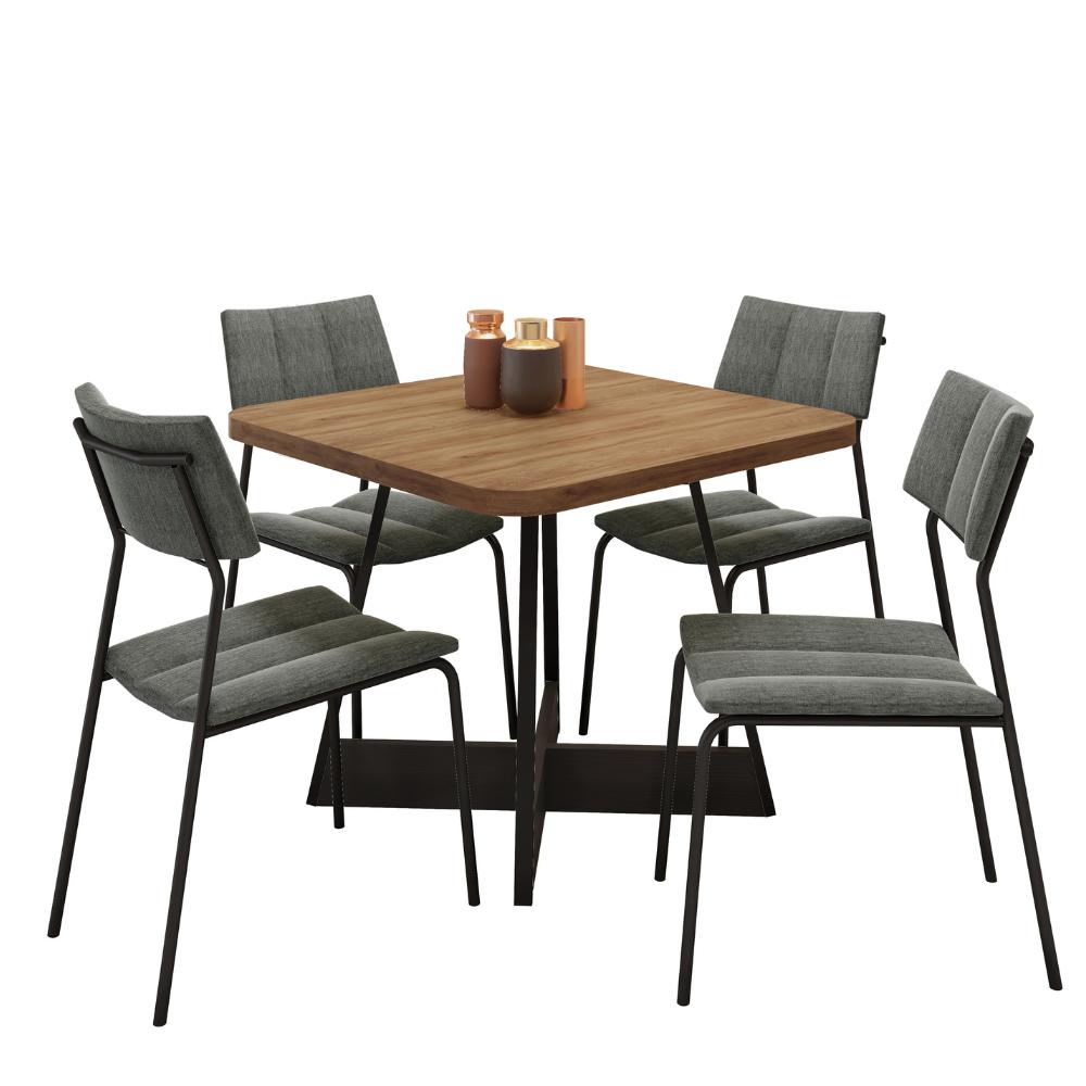 Conjunto Sala de Jantar 4 Cadeiras Londres Carraro Nogal