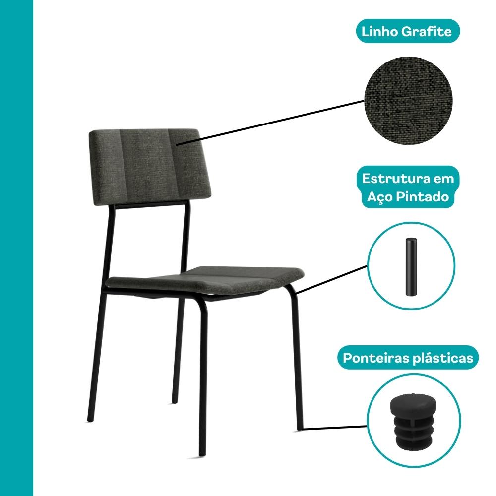 Conjunto Sala de Jantar 4 Cadeiras Londres Carraro Nogal
