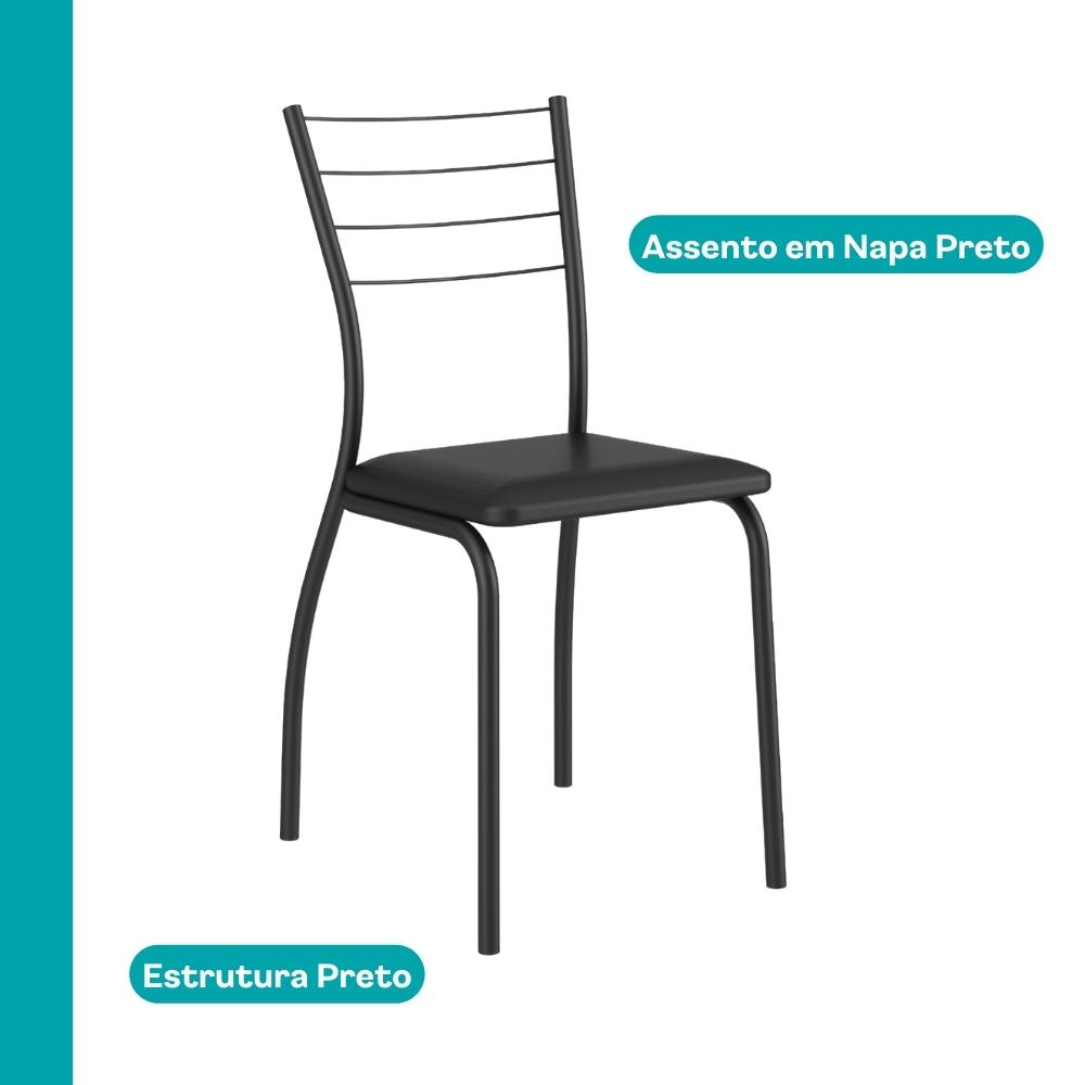 Conjunto Sala de Jantar 4 Cadeiras Marbella Carraro Legno Preto