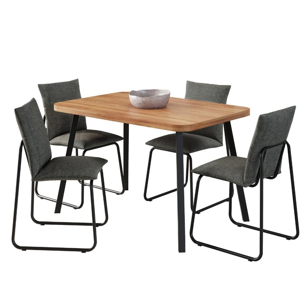 Conjunto Sala de Jantar 4 Cadeiras Monte Carlo Carraro Nogal e Preto