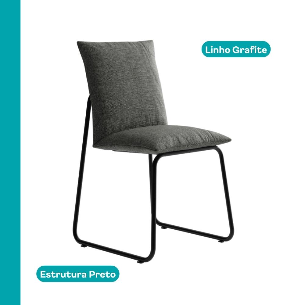 Conjunto Sala de Jantar 4 Cadeiras Monte Carlo Carraro Nogal e Preto