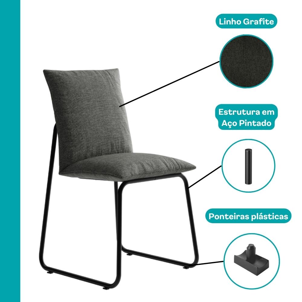 Conjunto Sala de Jantar 4 Cadeiras Monte Carlo Carraro Nogal e Preto
