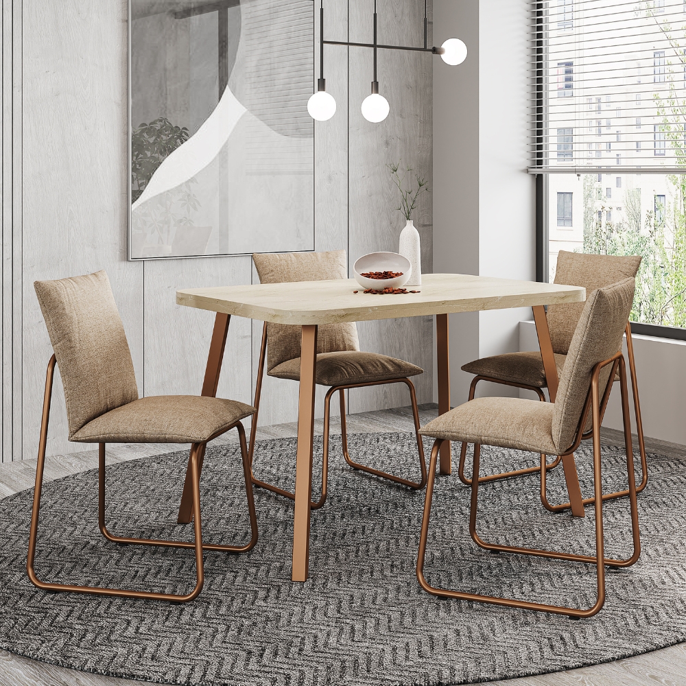 Conjunto Sala de Jantar 4 Cadeiras Monte-Carlo Carraro Pet Ros
