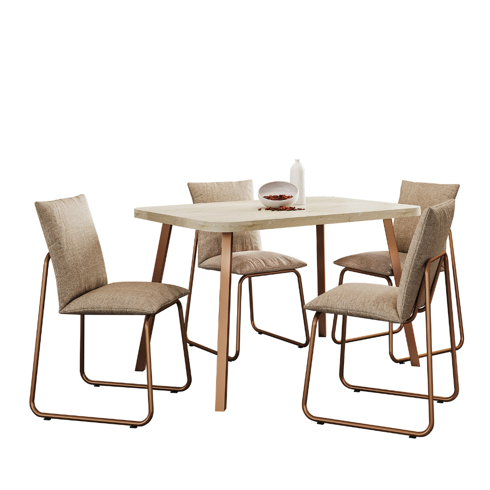 Conjunto Sala de Jantar 4 Cadeiras Monte-Carlo Carraro Pet Ros