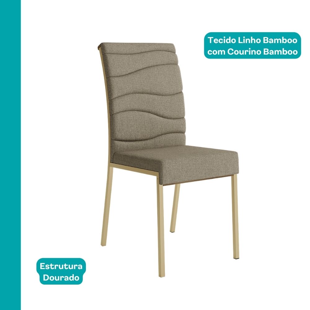 Conjunto Sala de Jantar 4 Cadeiras Montelouro Carraro Carvalho Dourado