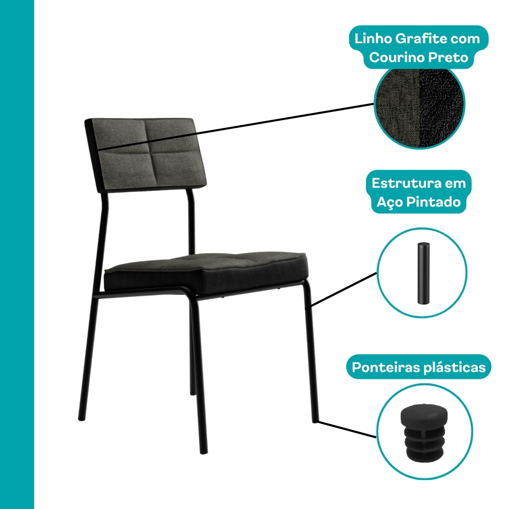 Conjunto Sala de Jantar 4 Cadeiras Nairobi Carraro Nogal