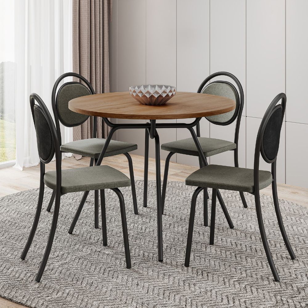 Conjunto Sala de Jantar 4 Cadeiras Nolita Carraro Fre/Pre/Gra