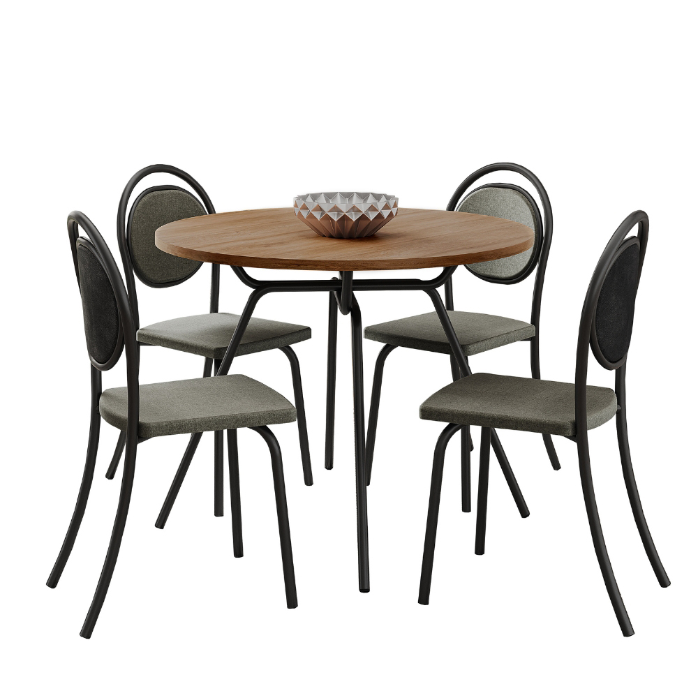 Conjunto Sala de Jantar 4 Cadeiras Nolita Carraro Fre/Pre/Gra