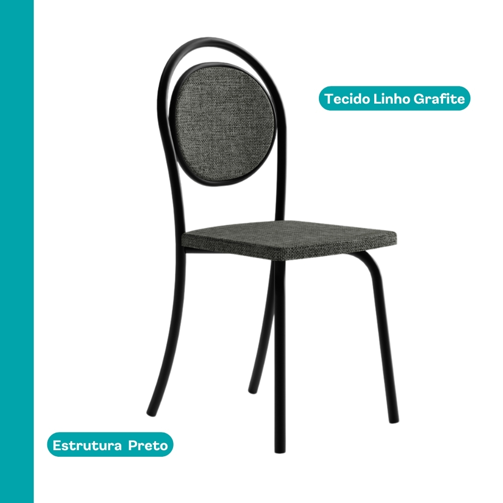 Conjunto Sala de Jantar 4 Cadeiras Nolita Carraro Fre/Pre/Gra