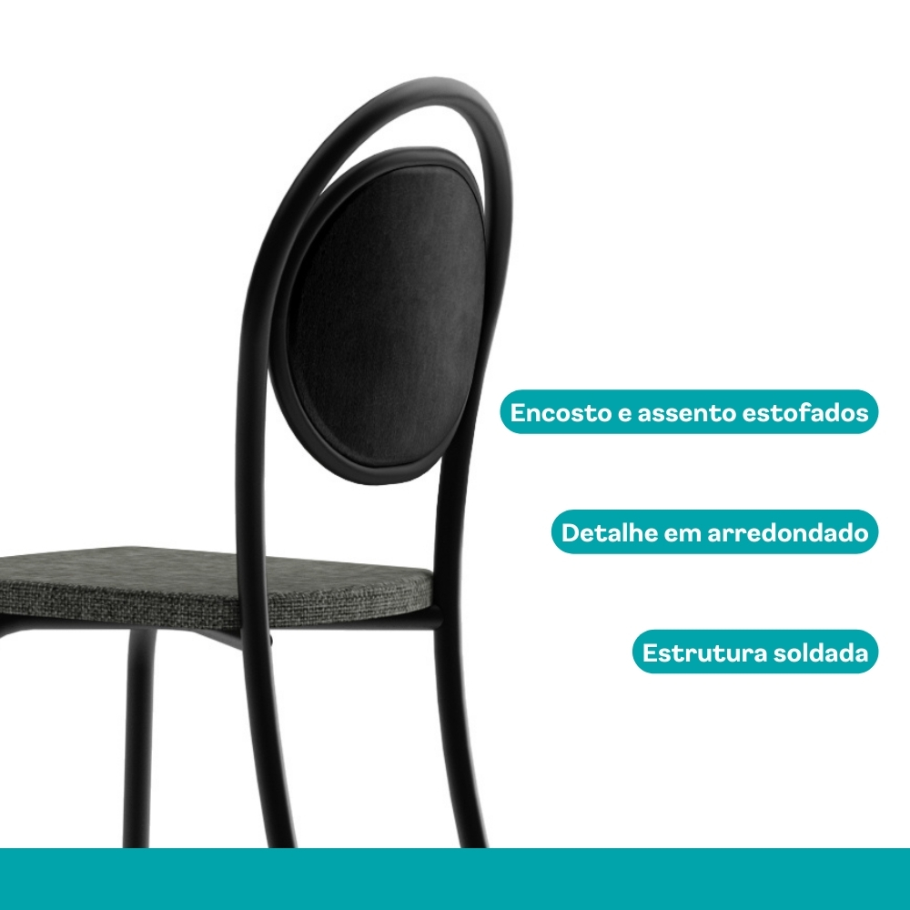 Conjunto Sala de Jantar 4 Cadeiras Nolita Carraro Fre/Pre/Gra