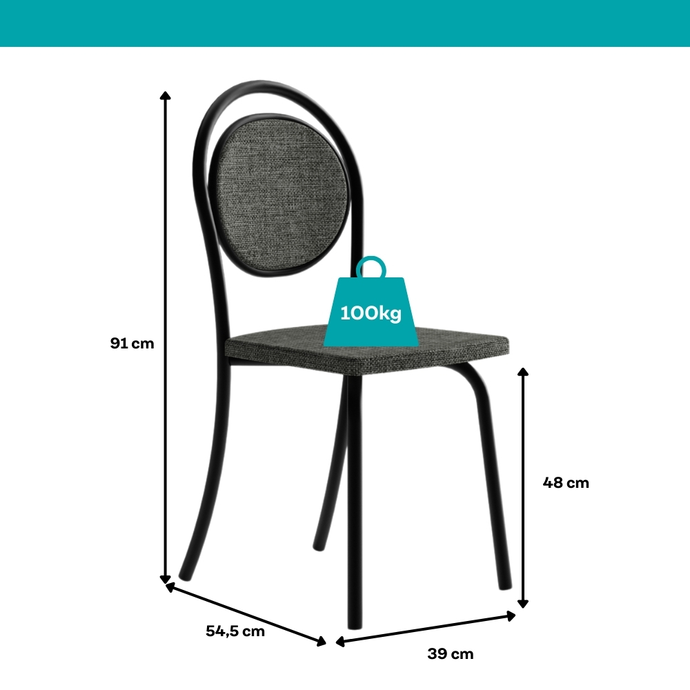 Conjunto Sala de Jantar 4 Cadeiras Nolita Carraro Fre/Pre/Gra
