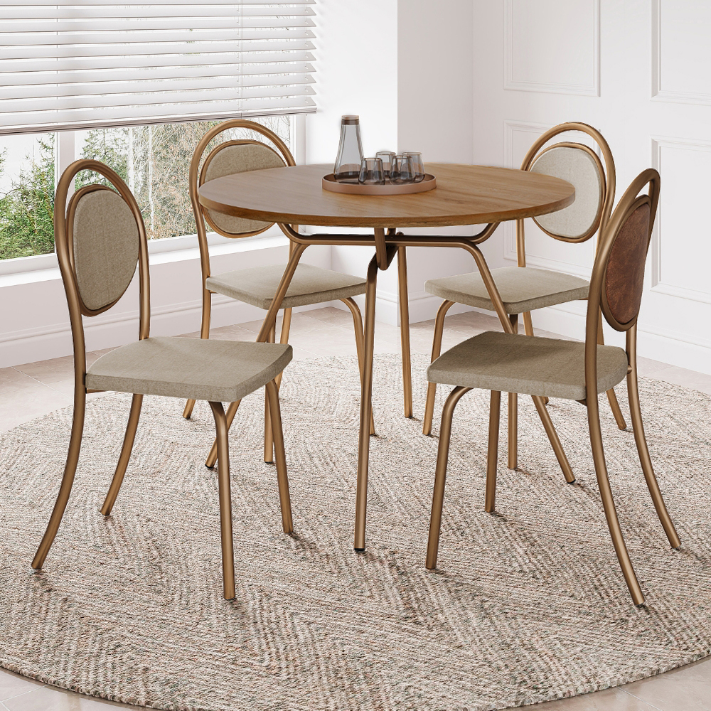 Conjunto Sala de Jantar 4 Cadeiras Nolita Carraro Fre/Ros/Are