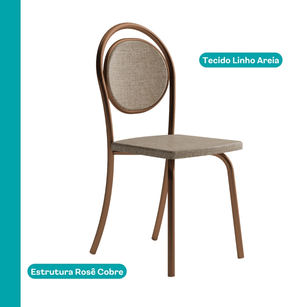 Conjunto Sala de Jantar 4 Cadeiras Nolita Carraro Fre/Ros/Are