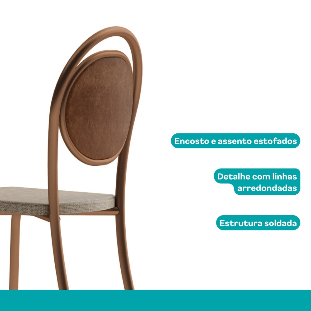 Conjunto Sala de Jantar 4 Cadeiras Nolita Carraro Fre/Ros/Are