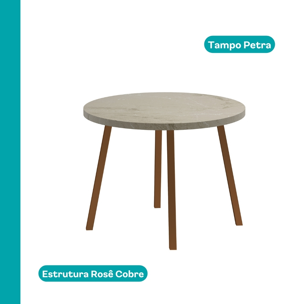 Conjunto Sala de Jantar 4 Cadeiras Piemonte Carraro Petra e Rosê