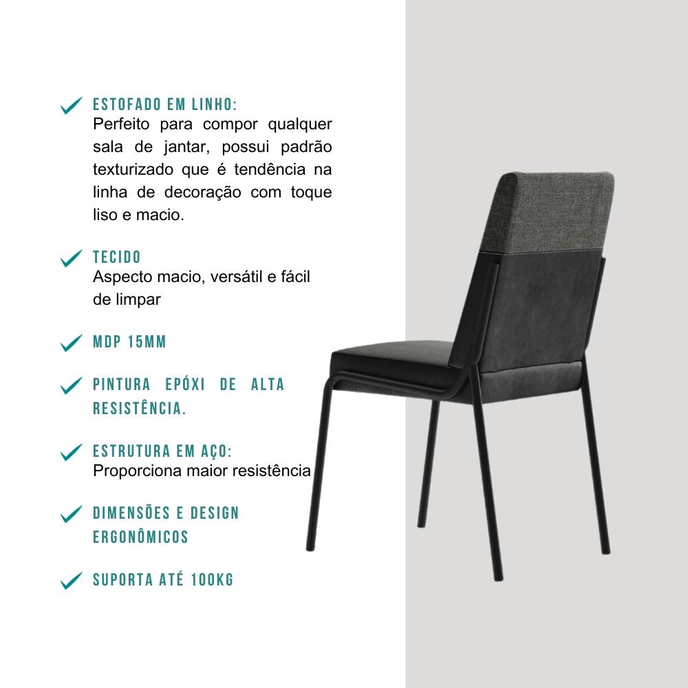 Conjunto Sala de Jantar 4 Cadeiras Roman Carraro Nog Pre