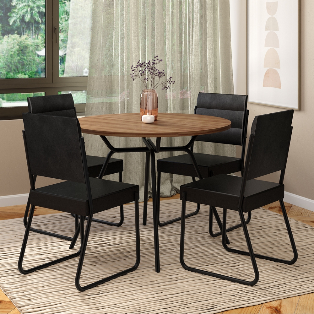 Conjunto Sala de Jantar 4 Cadeiras San Francisco Carraro Pto