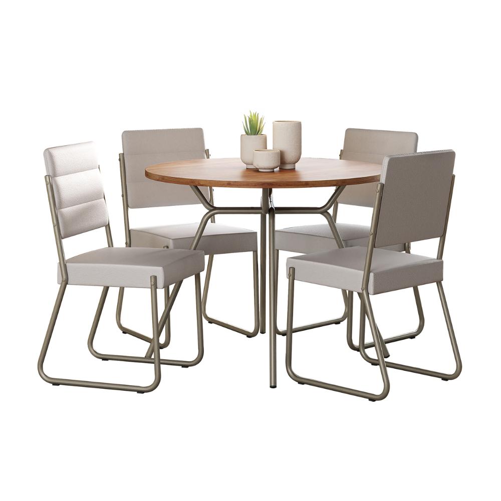 Conjunto Sala de Jantar 4 Cadeiras San Francisco Carraro Prata