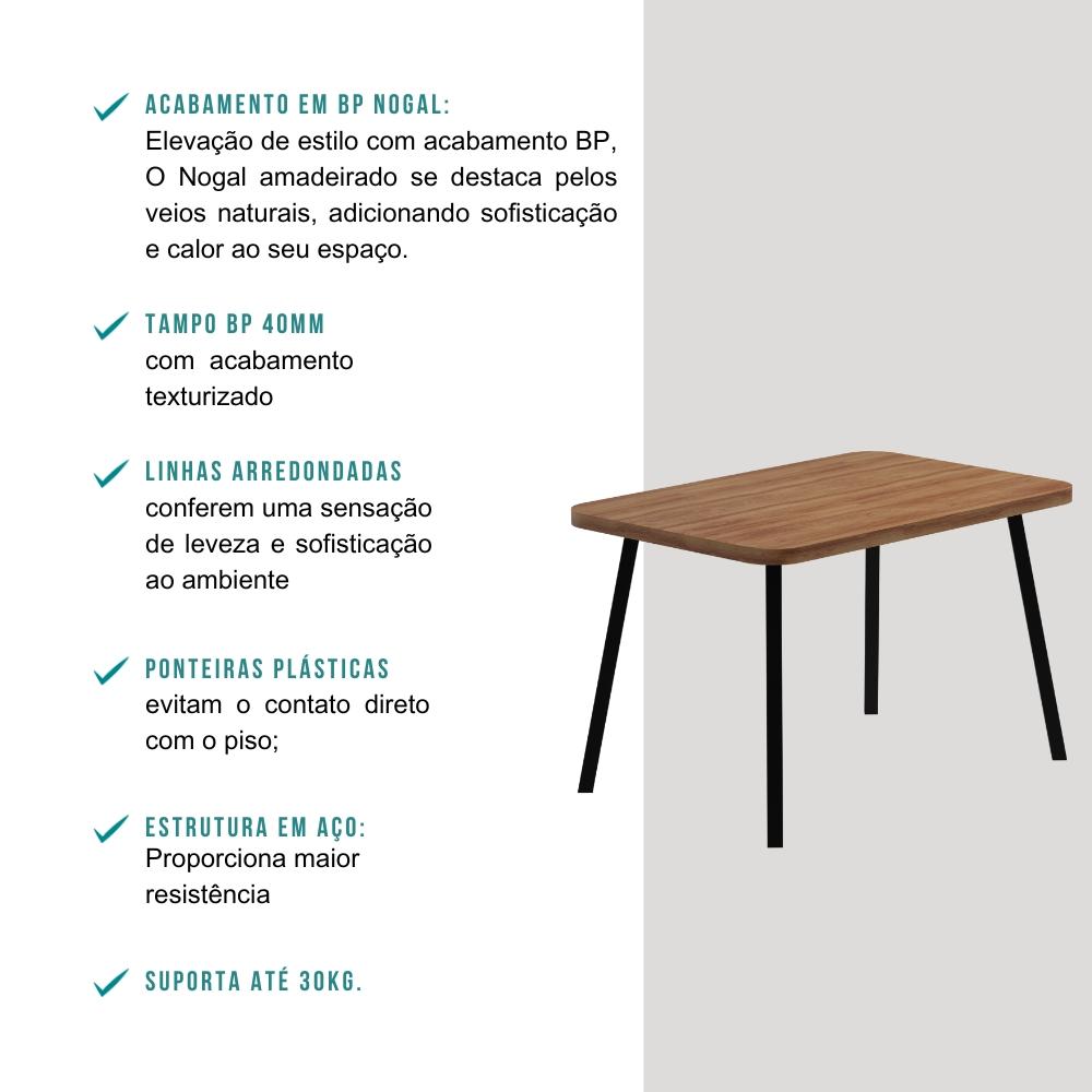 Conjunto Sala de Jantar 4 Cadeiras San Lorenzo Carraro Nog Pre