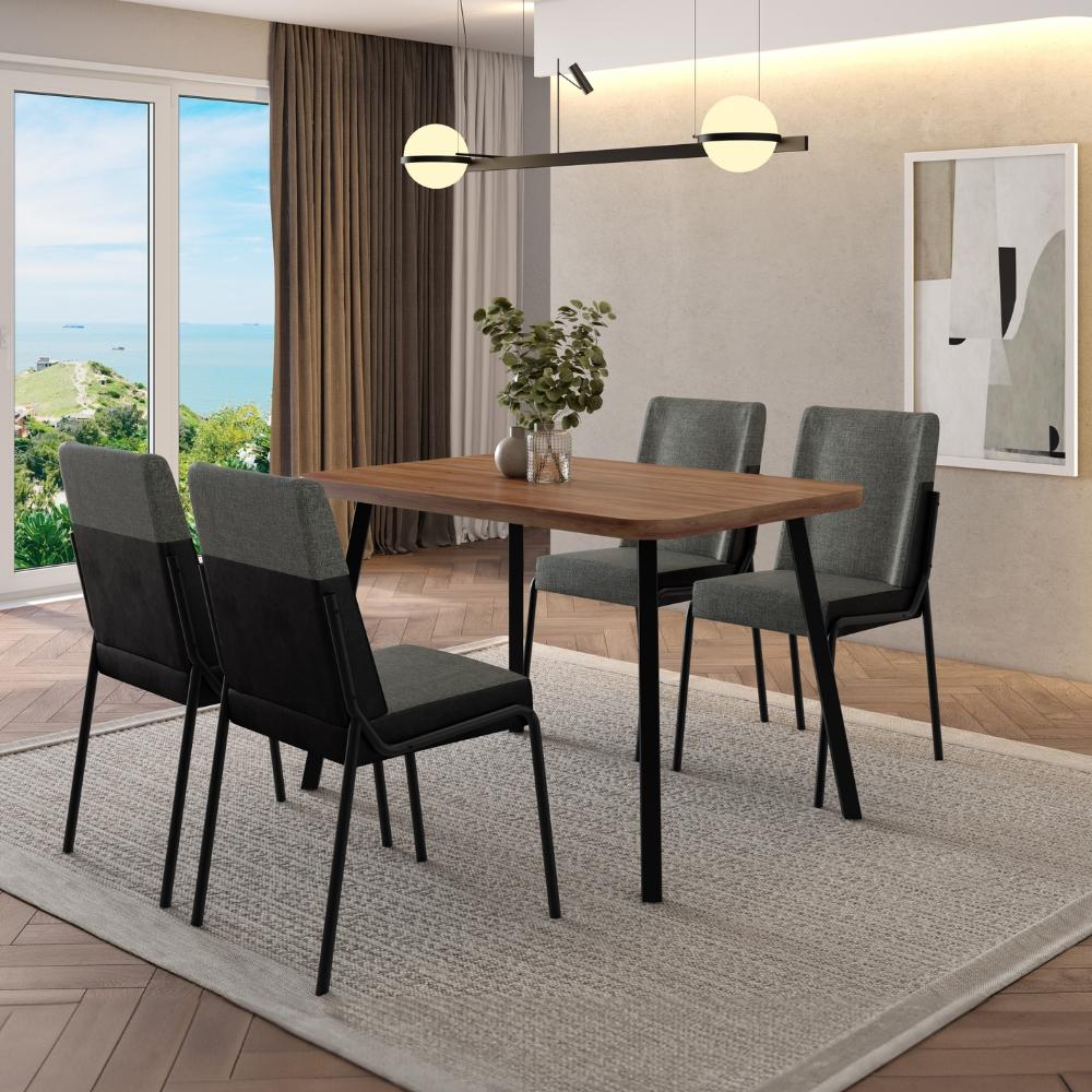 Conjunto Sala de Jantar 4 Cadeiras San Lorenzo Carraro Nog Pre