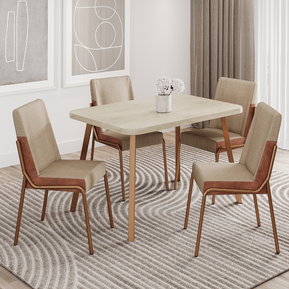 Conjunto Sala de Jantar 4 Cadeiras San Lorenzo Carraro Pet Ros