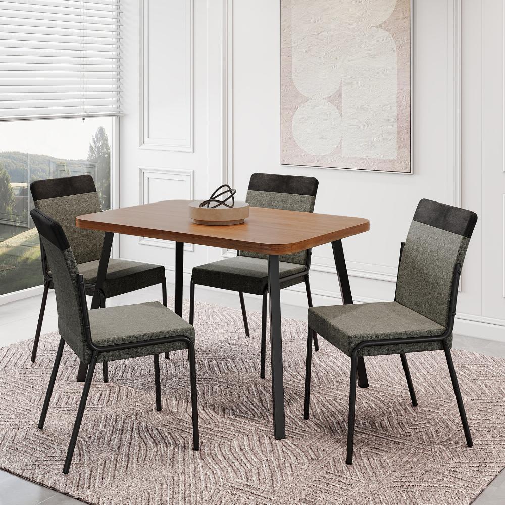 Conjunto Sala de Jantar 4 Cadeiras Seattle Carraro Nogal