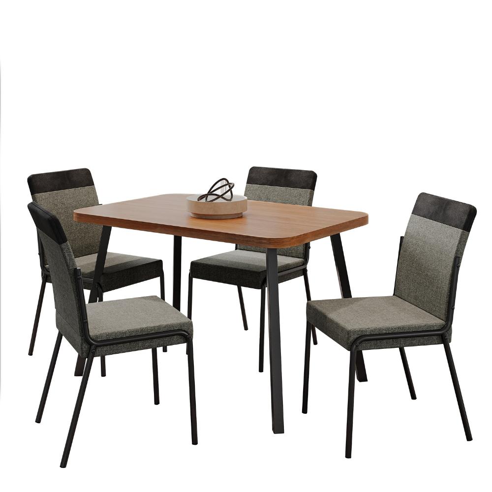 Conjunto Sala de Jantar 4 Cadeiras Seattle Carraro Nogal