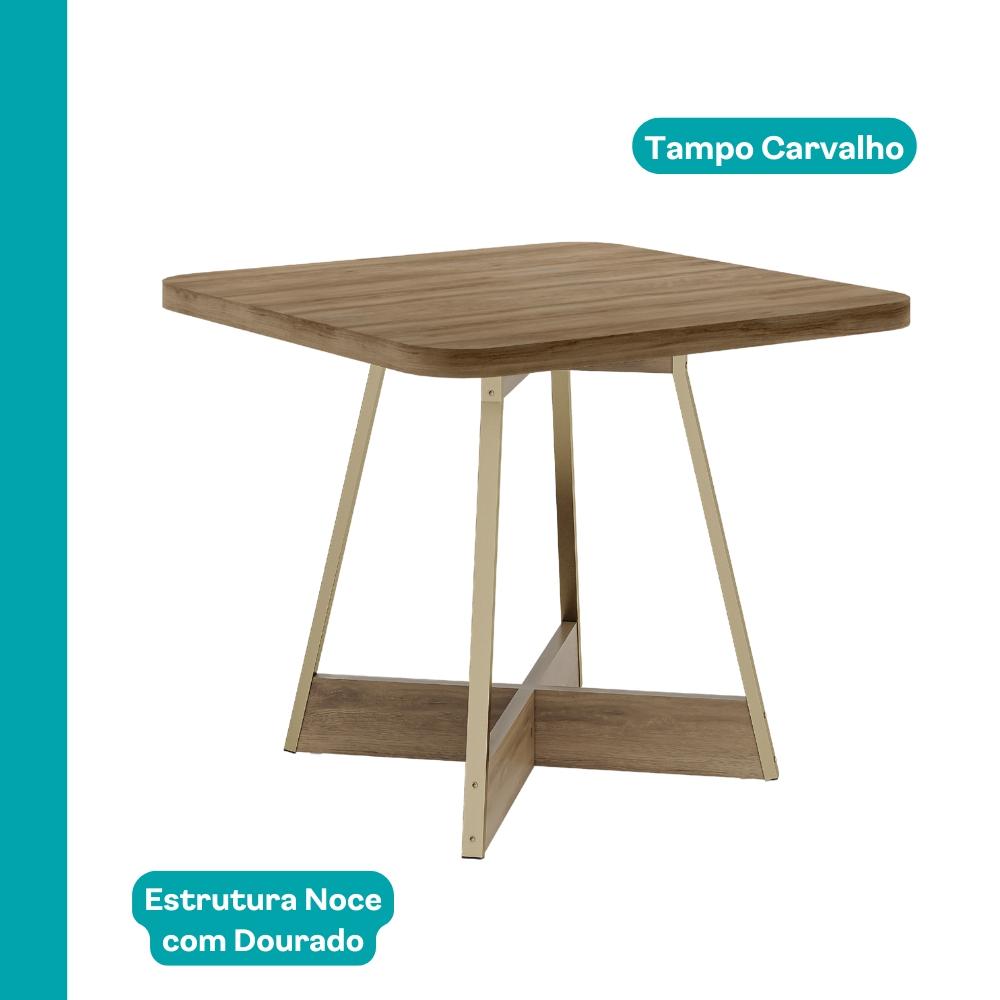 Conjunto Sala de Jantar 4 Cadeiras Servian Carraro Carvalho Dourado