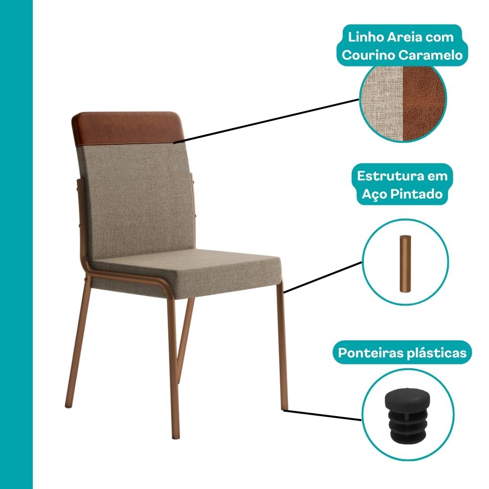 Conjunto Sala de Jantar 4 Cadeiras Seul Carraro Nogal