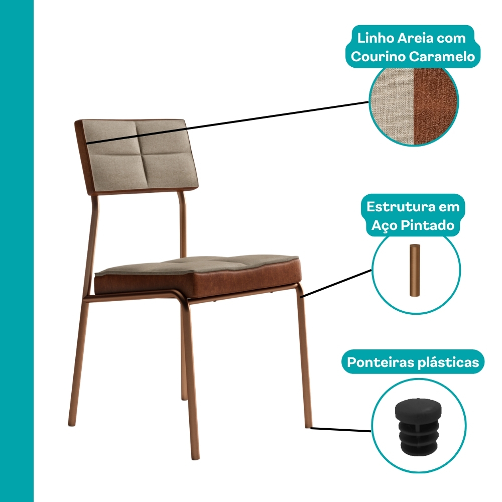 Conjunto Sala de Jantar 4 Cadeiras Sydney Carraro Nogal